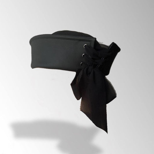 Handmade Eco Leather Fabric Sailor Hat With Ribbon