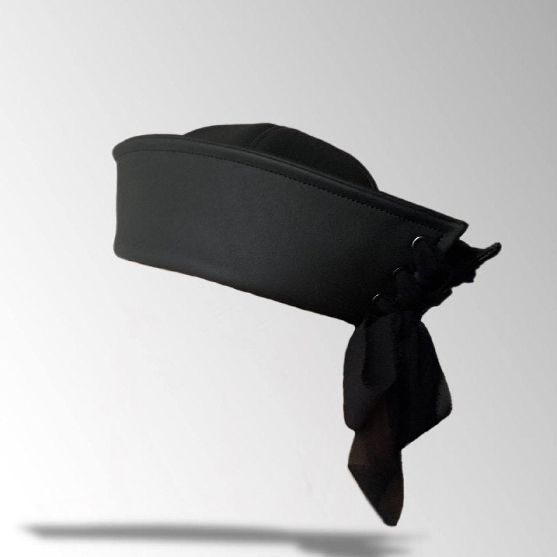 Handmade Eco Leather Fabric Sailor Hat With Ribbon
