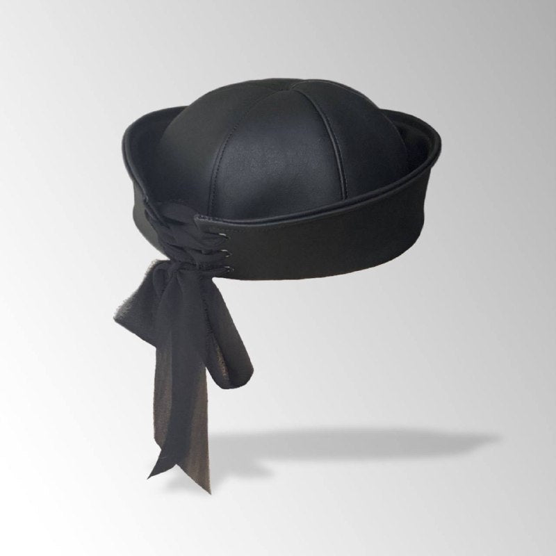 Handmade Eco Leather Fabric Sailor Hat With Ribbon